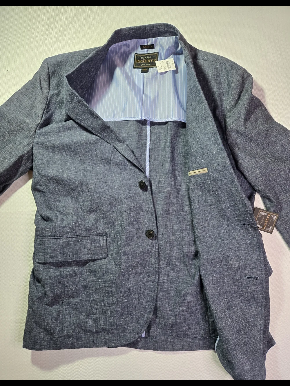 Jos A Bank RESERVE Men's Blue Sport Coat UNSTRUCTURED Jacket LINEN Blazer XL NWT